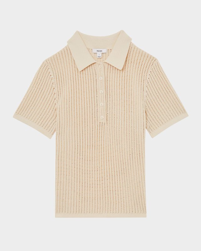 Evi Open-Knit Polo Shirt